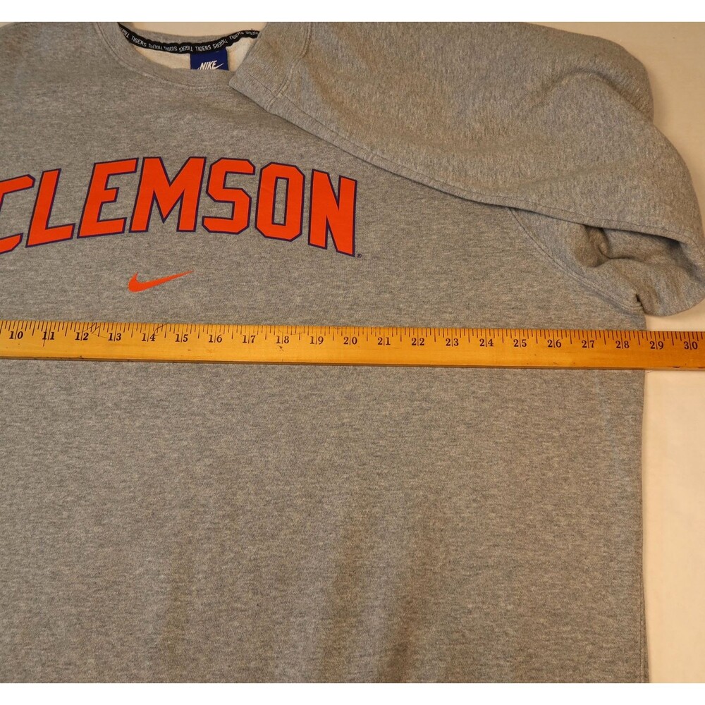 Clemson Tigers Nike Center Swoosh Gray fleece Crew Sweatshirt Mens 3XL EUC - Picture 7 of 10